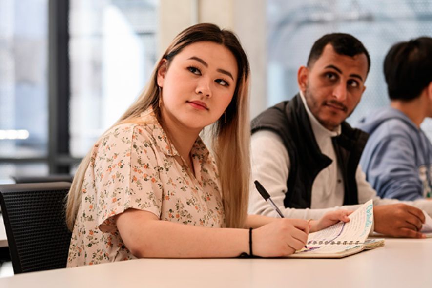 Students studying in the classroom