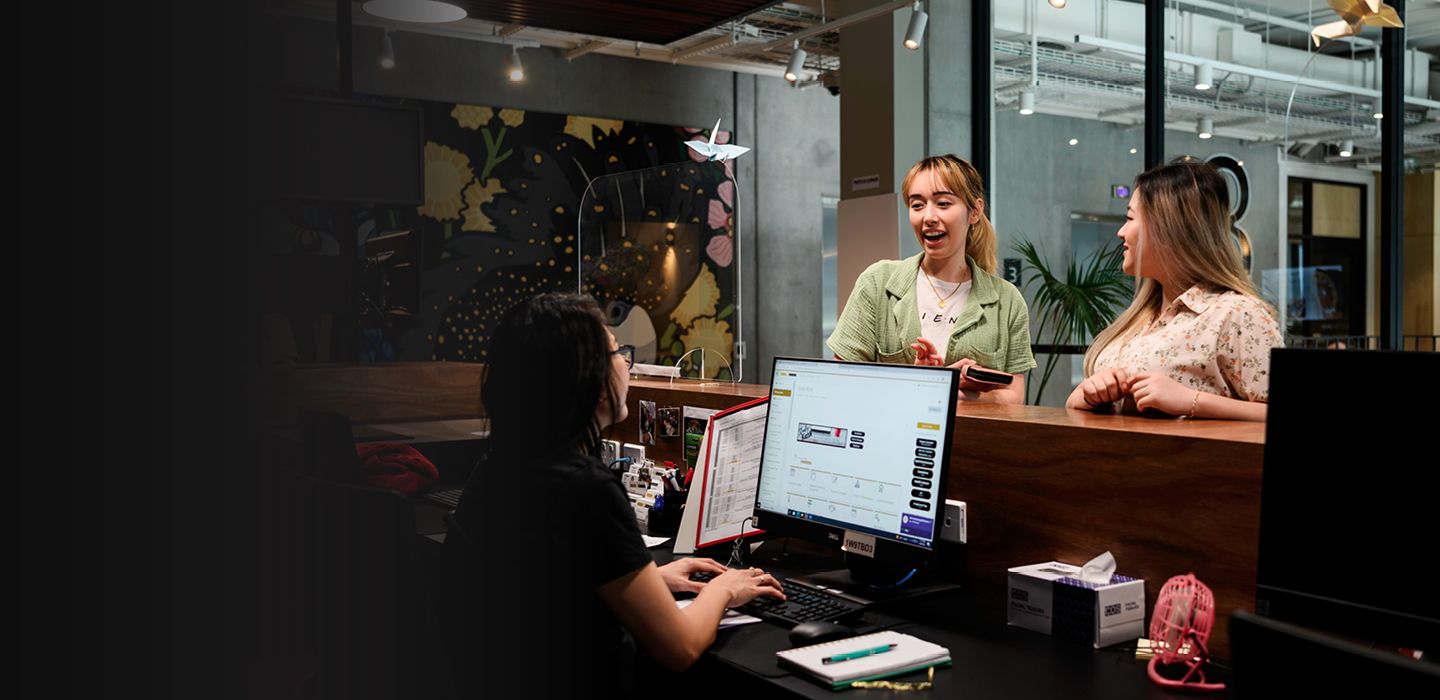 girls student at reception of college