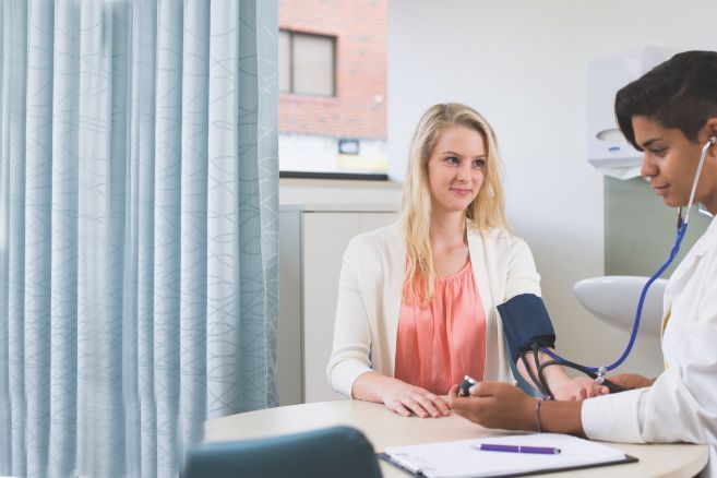 Campus female at medical appointment
