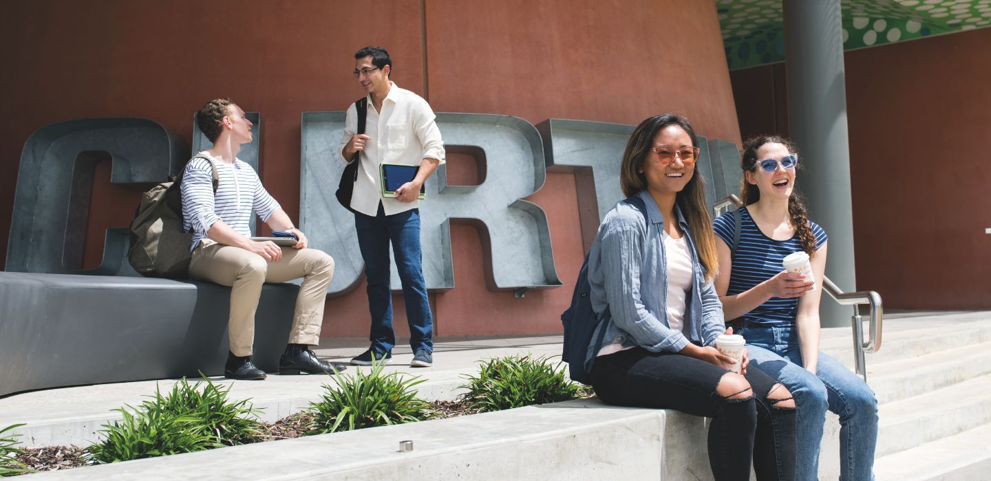 Campus group having coffee