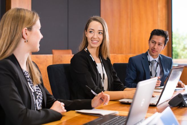 Campus group on laptops