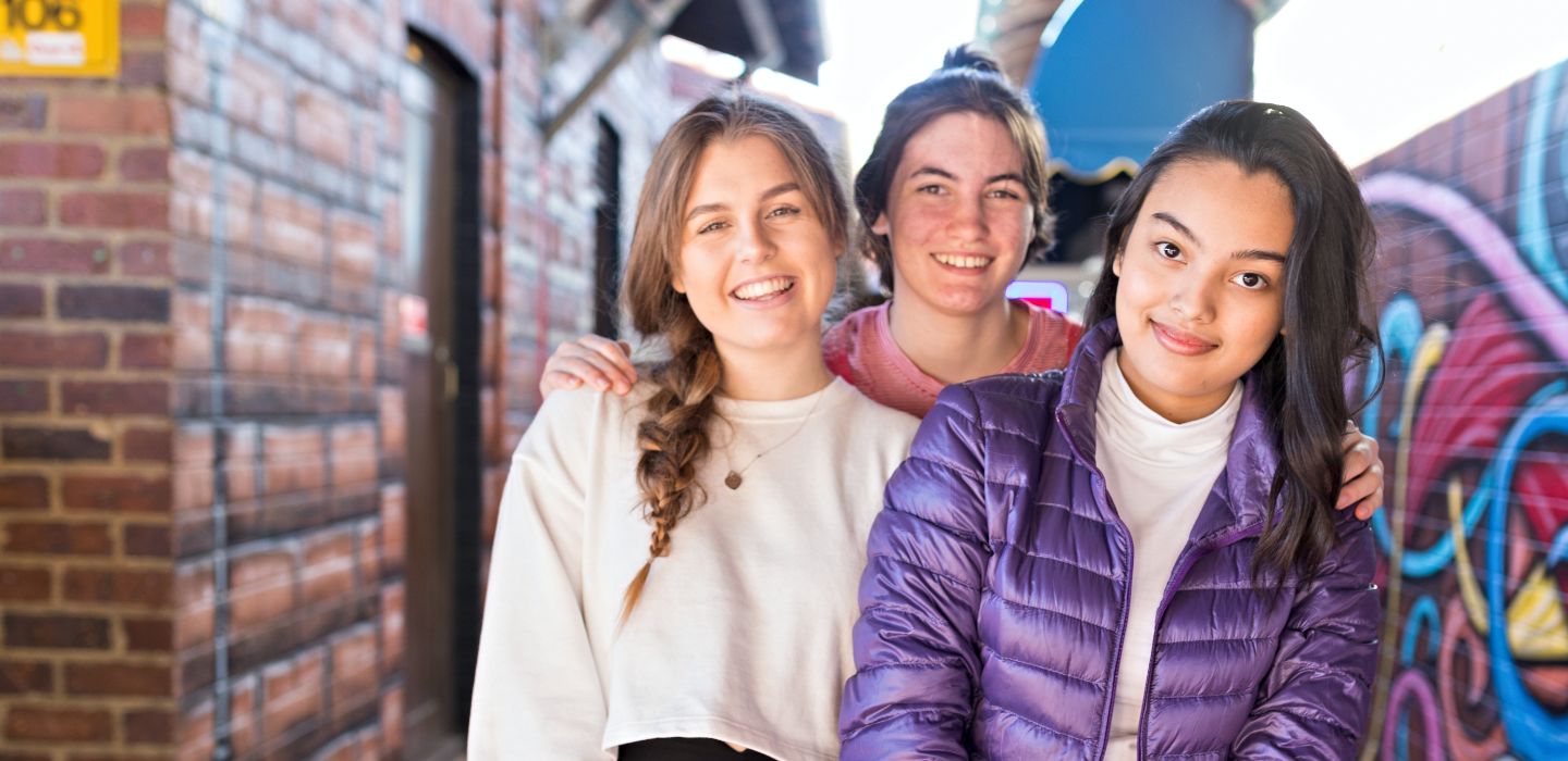 Campus group smiling