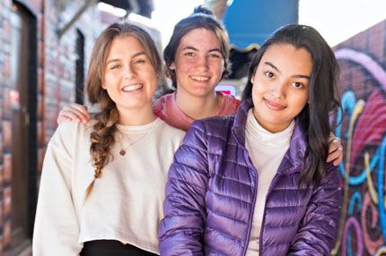 Campus group smiling