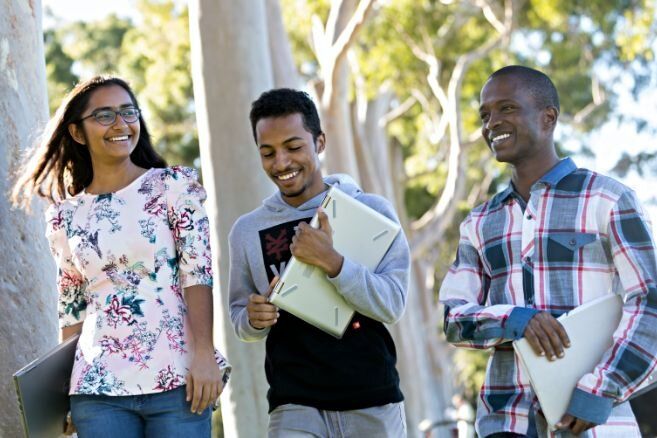 Campus group walking