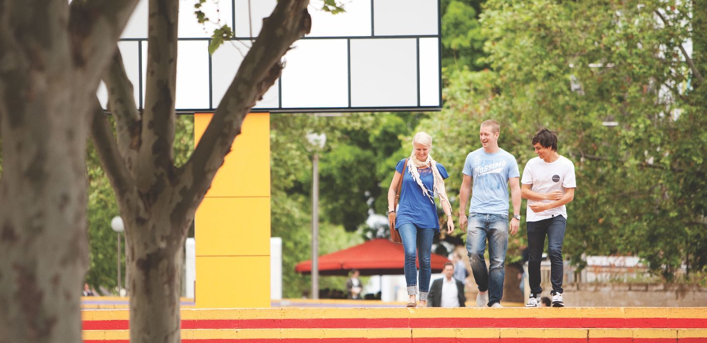 Campus group walking
