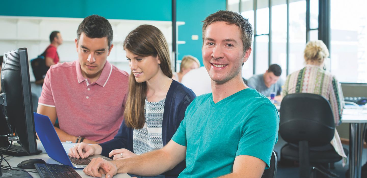 Campus male on computer