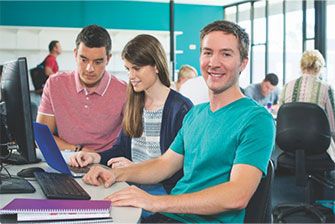 Campus male on computer