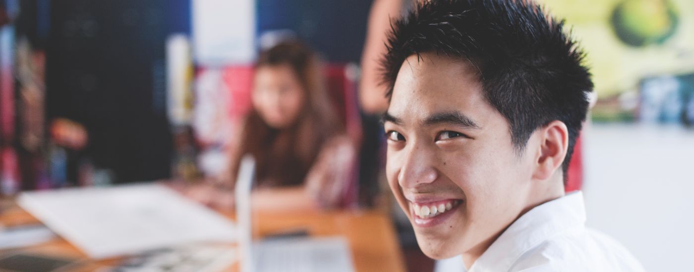 Campus male studying