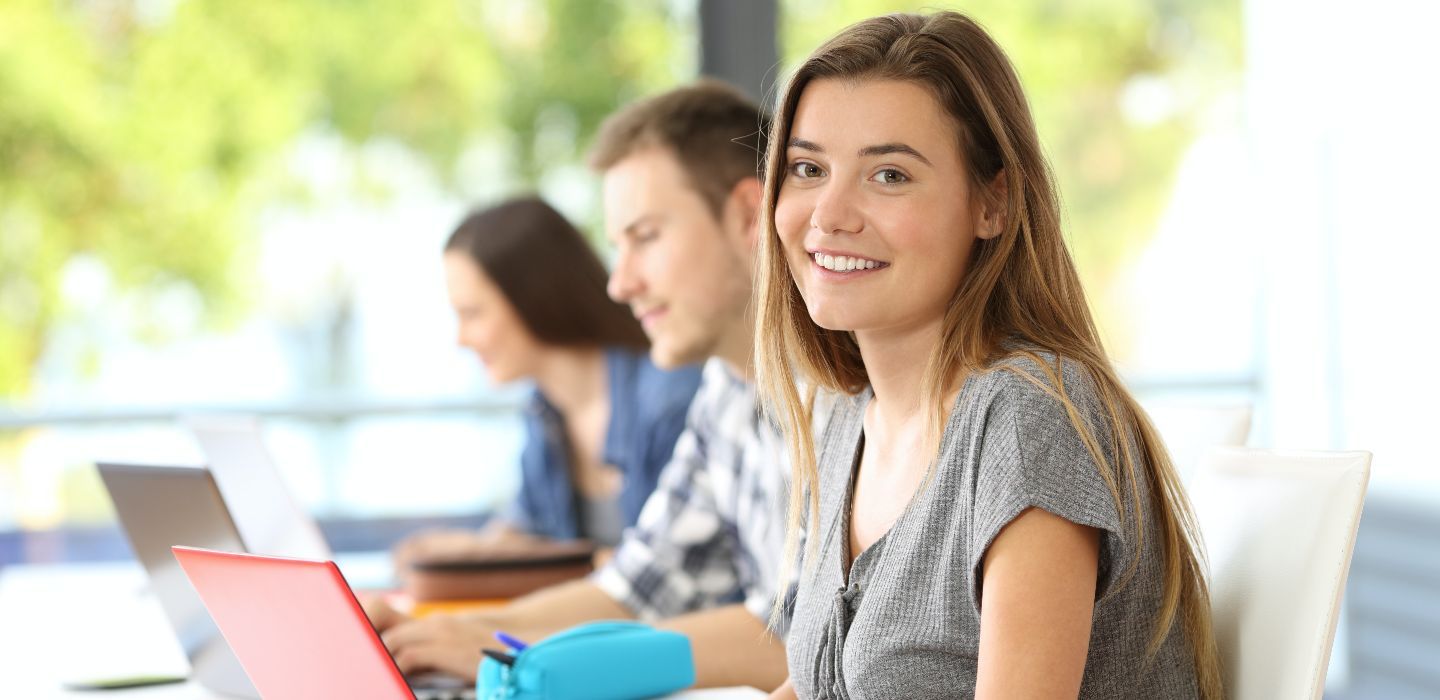 Off campus female using laptop